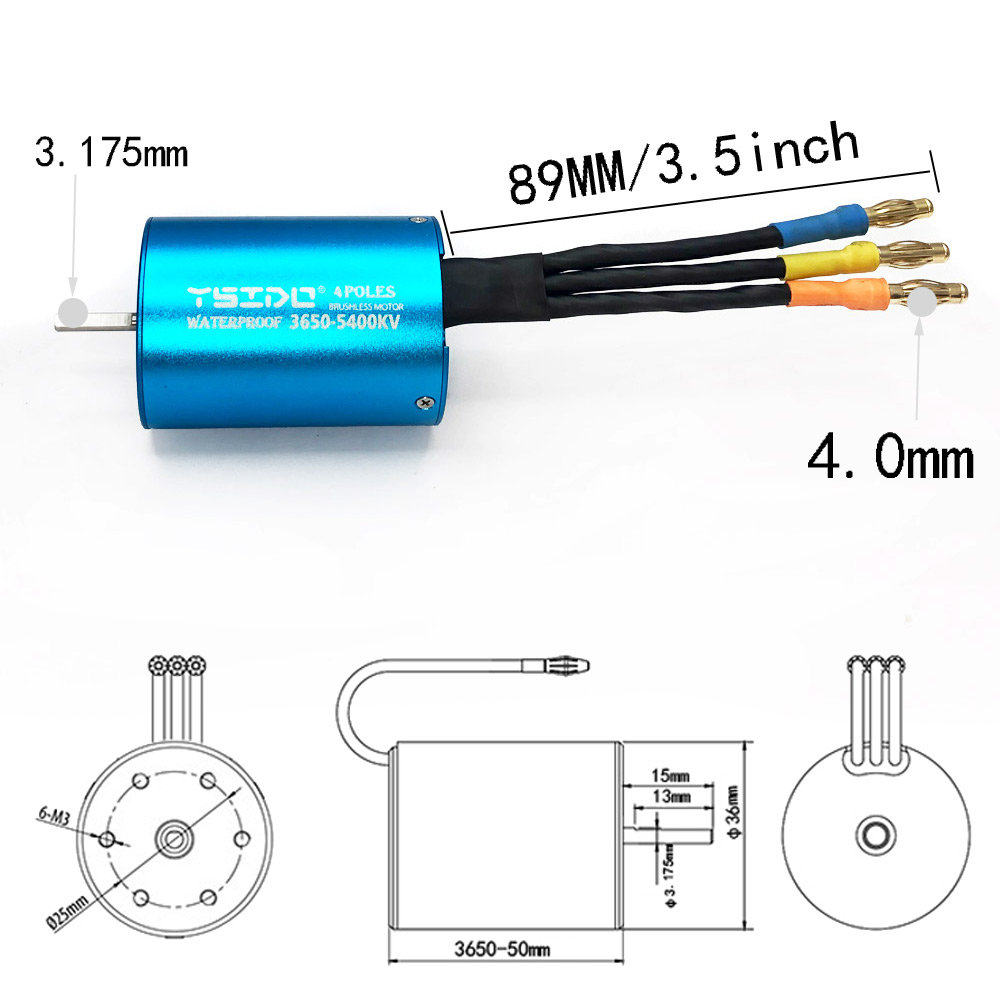 YSIDO 3650 3600KV 5400KV 9500K - Brushless Motor 3650 avaliação e preço